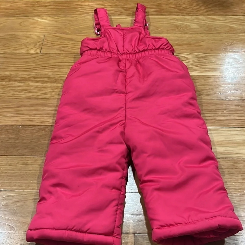 Pink platinum girls bib pink snow pants size 12 months .